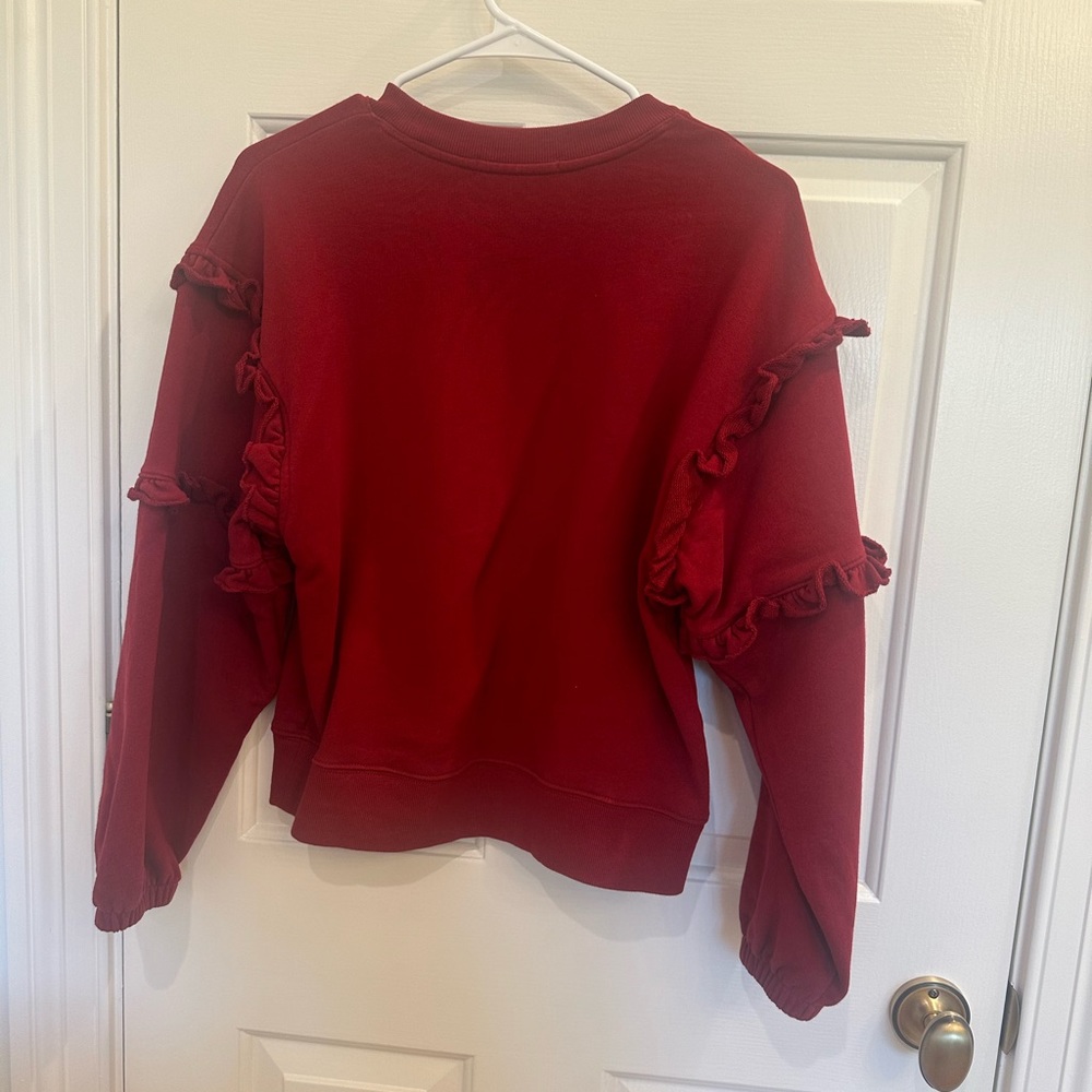 Rebecca Minkoff Red Ruffle Sweatshirt - Picture 3 of 5